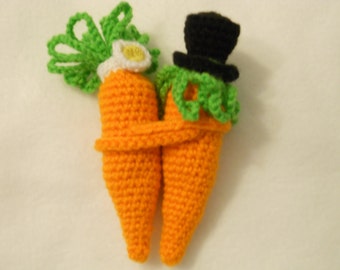 Hugging Carrots, Crocheted