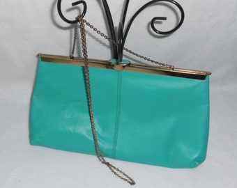 1950's Green Leather Handbag/Clutch