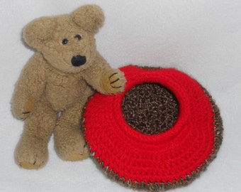 Red and Brown Pet Cozy, Bed, Basket