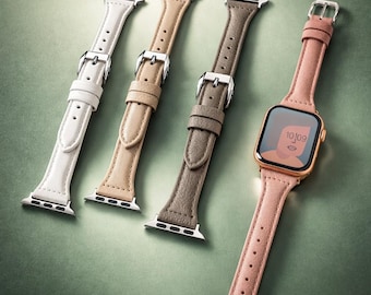 Correa de piel delgada para Apple Watch – Correa de muñeca para mujer compatible con todas las series.