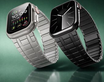 Correa magnética de acero inoxidable para Apple Watch, correa tipo milanesa, ajustable de 38 a 49 mm.