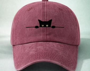 Gorra de béisbol con gato negro bordado: regalo para amantes de los gatos
