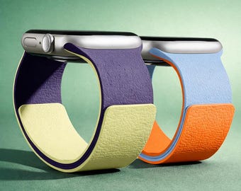 Two-Tone Silicone Magnetic Apple Watch Band, Sport Strap for Ultra, Series 11/10/9/8 SE 40-46mm