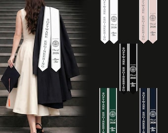 Benutzerdefinierte Abschluss-Stola (nicht gestickt) Jeder Major Personalisierte College Schärpe Trendy Süß ästhetisches Grad-Geschenk-Namen Teen Style Chic Vibe