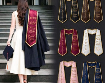 Personalized Graduation Stole Custom Major Sash Printed Name Class of 2026 Glitter Trim Graduation Sash College Graduate Gift Any Degree