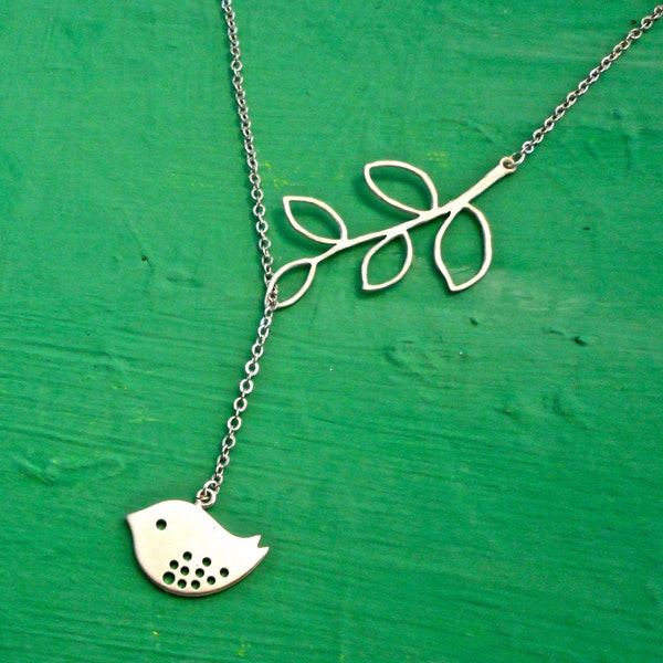 Cute Bird Silver Lariat Necklace - Gift for Her - Last One