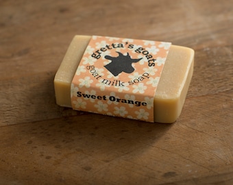 Organic Sweet Orange Goat Milk Soap from Hand Milked Goats that Graze on Organically Managed Pasture