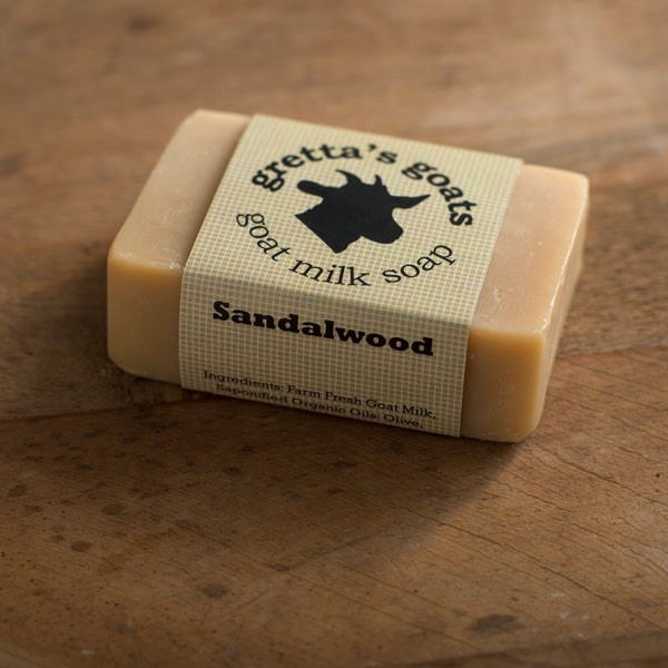 Sandalwood Goat Milk Soap from Hand Milked Goats that Graze on Organically Managed Pasture