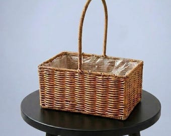 Multi-purpose Willow Rattan Storage Basket, Rustic Handwoven Organizer Basket