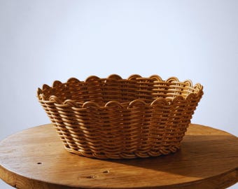 Cesta de ratán tejida a mano – Cesta de almacenamiento y cuenco para servir de mimbre rústico para la cocina