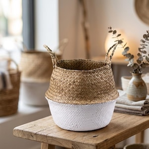 Wicker Storage Basket – Decorative Indoor Planter & Organizer