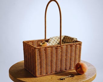 Cesta de almacenamiento tejida a mano - Conservador rústico de frutas y verduras