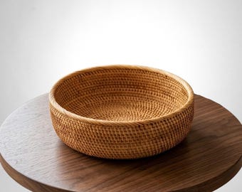 Handwoven Rattan Basket, Multi-Purpose Eco Storage, Rustic Chic Home Decor
