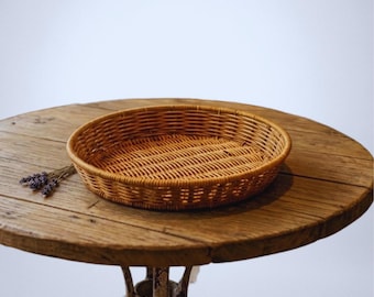 Plato de frutas de imitación ratán, bandeja de servir tejida, decoración multiusos y presentación de alimentos.