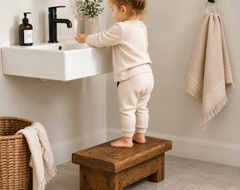 Rustic Wooden Step Stool | Handmade Solid Wood Toddler Step | Bathroom Step | Plant Stand | Bedside Stool | Wooden Footstool