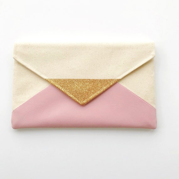 Blush pink Glitter Envelope Clutch bridesmaid clutch | Etsy