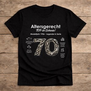 T-Shirt 70. Geburtstag Mann Freund Opa Mechaniker Ihn Idee lustiges Geburtstagsgeschenk Jahrgang 1956 Oldtimer Runder Geburtstag BLACK