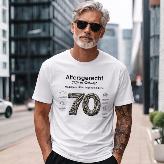T-Shirt 70. Geburtstag Mann Freund Opa Mechaniker Ihn Idee lustiges Geburtstagsgeschenk Jahrgang 1956 Oldtimer Runder Geburtstag