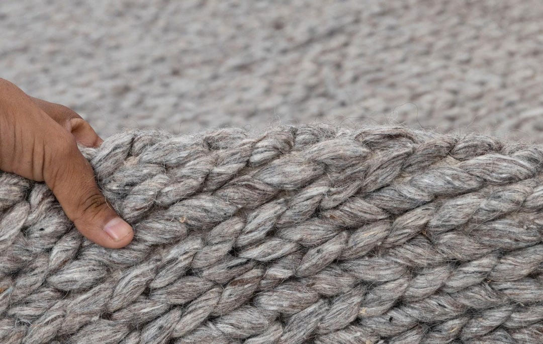 Nubby Rugs Handmade Light Greige Wool Rug, Chunky Nubby Texture Area Carpet ...