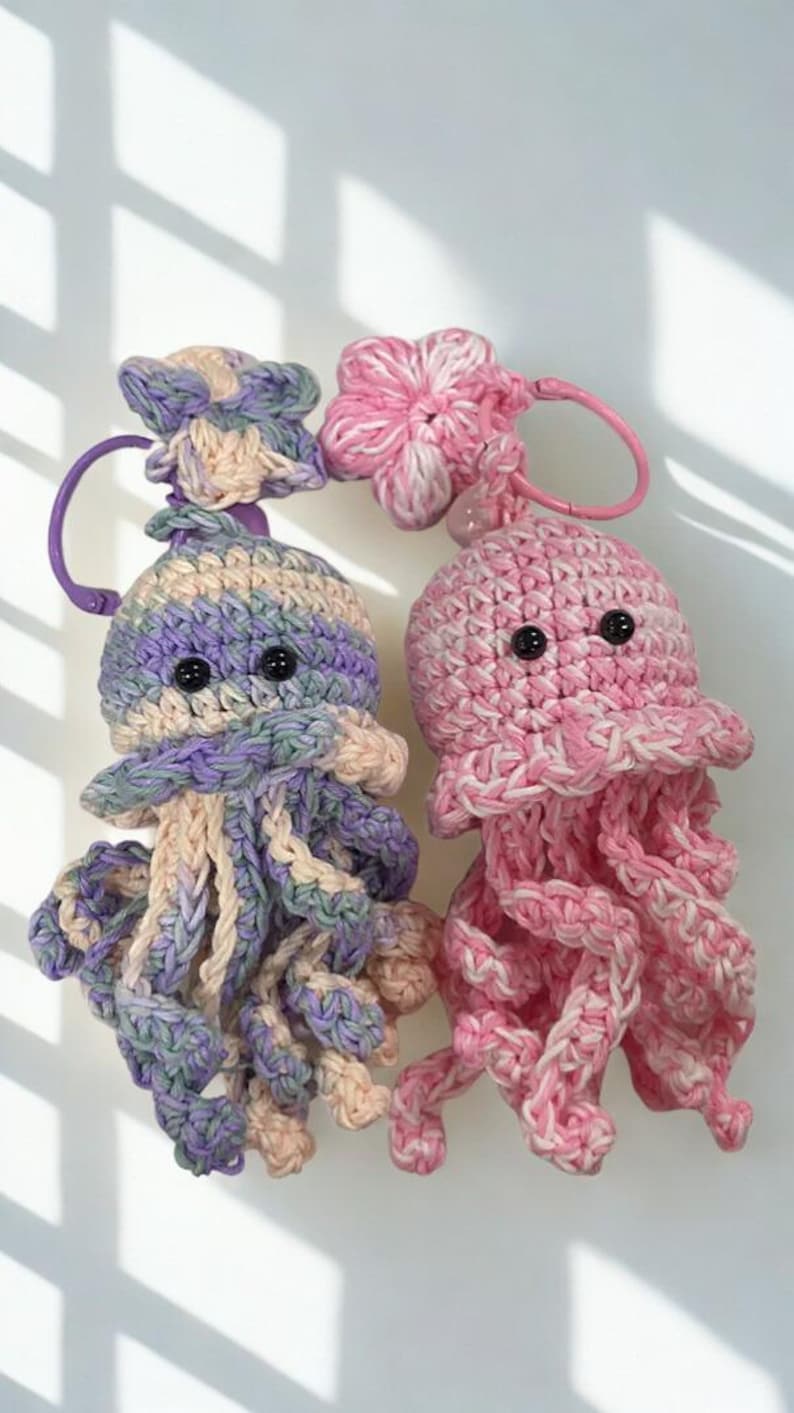 Handmade Crochet Octopus Keychain, Cotton Yarn Mood Plush Accessory image 17