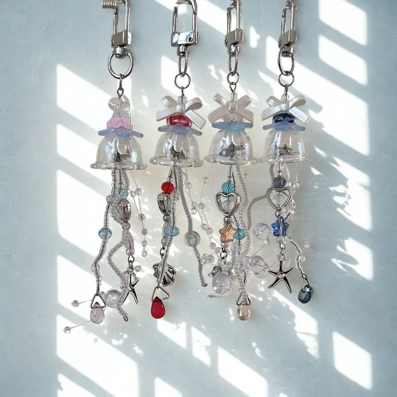 Handmade Jellyfish Keychain – Ocean Theme Bag Charm image 1