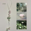 Glass Garden Handmade Keyring | Fabric Strap Phone Charm with Lotus & Rose Flower
