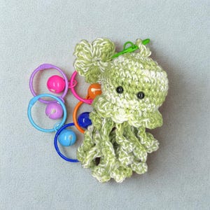 Handmade Crochet Octopus Keychain, Cotton Yarn Mood Plush Accessory Style 12