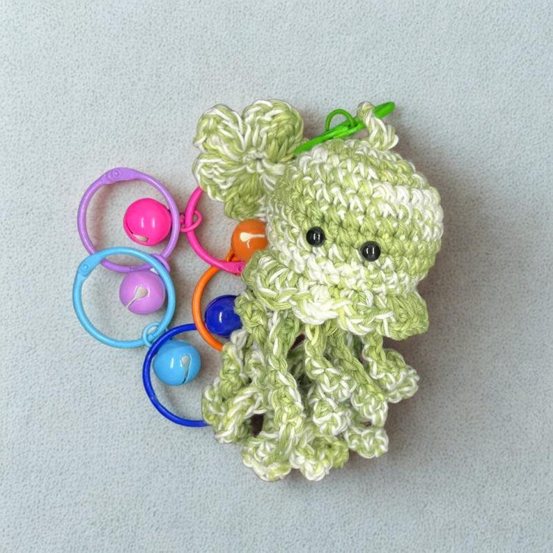 Handmade Crochet Octopus Keychain, Cotton Yarn Mood Plush Accessory Style 12