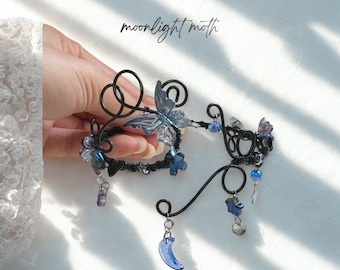 Handmade Beaded Arm Cuff – Flower, Butterfly, Star Charms, Boho Festival Jewelry