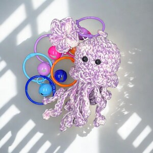 Handmade Crochet Octopus Keychain, Cotton Yarn Mood Plush Accessory Style 10