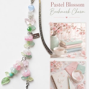 Handmade Pastel Butterfly & Star Beaded Bookmark, Book Lover Gift, Cute Fantasy Reading Accessory pastel blossom