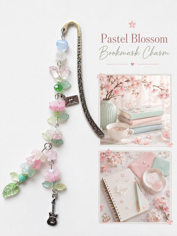 Handmade Pastel Butterfly & Star Beaded Bookmark, Book Lover Gift, Cute Fantasy Reading Accessory