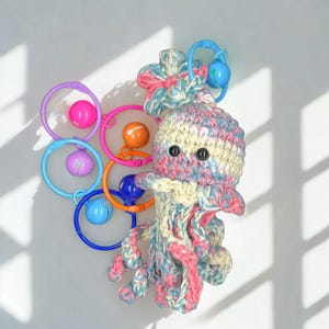 Handmade Crochet Octopus Keychain, Cotton Yarn Mood Plush Accessory Style 3