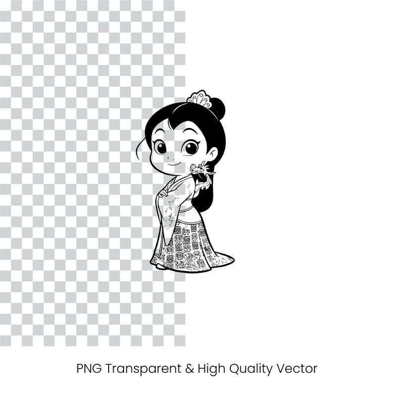Sagolik prinsessa prins skurkar linjeteckningar clipart-paket (48 PNG SVG) bild 2