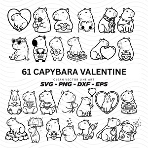 Capybara Valentine Clipart | Animal Vector Bundle (svg, png, dxf, eps )