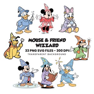 Magical Mouse Friends Wizard SVG Bundle, Fantasy Cartoon Clipart (Digital Download)