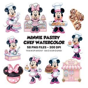 Minnie Konditor Aquarell Clipart Bundle (digitaler Download)