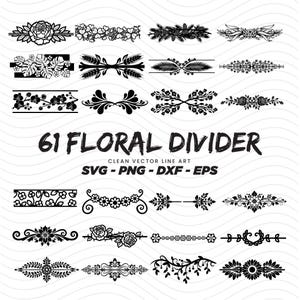 Floral Divider SVG Bundle | Botanical Borders, Line Art (Digital Download)