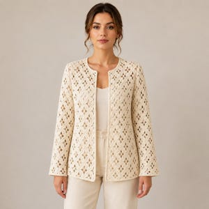 Irische häkeln Strickjacke Muster PDF | Blatt Spitzen Cardigan Häkelanleitung | Damen Spitzenpullover | Sofort Download