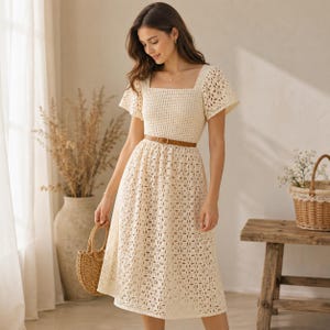 midi crochet dresses for women Orange & Pink Crochet Midi Dress