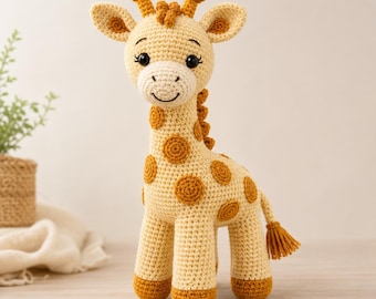 häkeln Giraffe Muster PDF, Amigurumi Giraffe Spielzeug Häkelanleitung, niedlicher Safari Tier Plüsch DIY Sofort Download