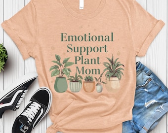 Emotional Support Plant Mom Shirt, Botanical Plant Lover Tee, Minimal Garden Gift for Her, Cozy Aesthetic Nature TShirt
