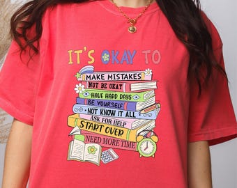 Comfort Colors® Mom Mental Health Shirt, Positive Reminder Books Tee