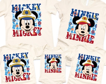Custom Disney Nautical Character Kids Shirt, Cruise Vacation Outfit, Matching Parent Child Tee, Summer Holiday Wear, Cute Travel Gift