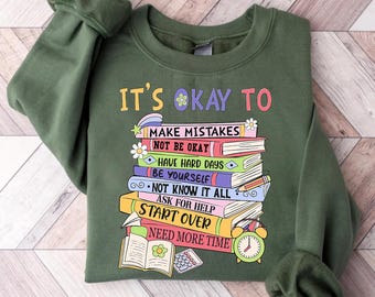 Mom Mental Health Sweatshirt, Positive Affirmation Books Cozy Pullover