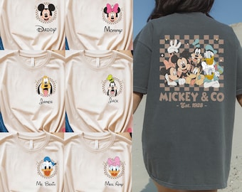 Custom Mickey Minnie Family Shirts, Retro Checkered Vacation Outfit