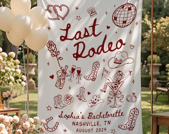 Cowgirl Bachelorette Party Decor,Custom Last Rodeo Bachelorette Tapestry, Western Bachelorette Party Banner, Nashville Bachelorette Backdrop