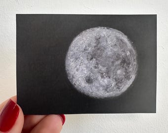 Impresión ACEO Luna Artemis 2 Misión espacial Copia Luna Joy Sobrevuelo Lunar Miniatura Pintura Lunar Viaje espacial Misión espacial Arte Lunar Artemis II
