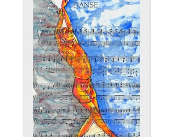 Fire in the Azure Ballet Dancer Art Print – Framed Matte Poster