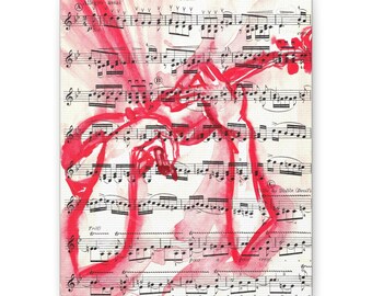 Devil's Trill, Watercolor on reclaimed sheet music, Matte Canvas, Stretched, 8"x10"